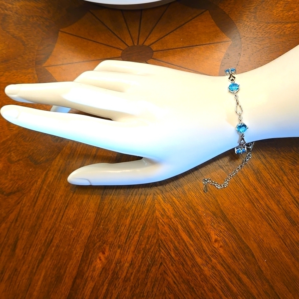 S925 Sterling Silver Chevron Bracelet Synthetic Zircon Inlay Zigzag Design - Picture 7 of 9